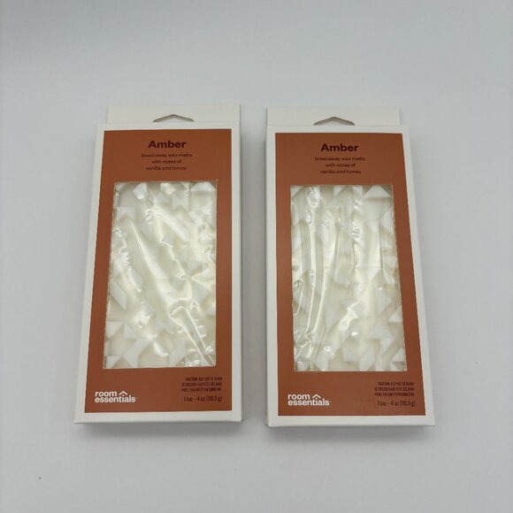 Room Essentials 4oz AMBER Wax Melts Bar with Embossed Pattern, Honey Vanilla (2) - Picture 1 of 2